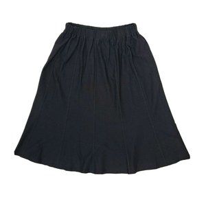 EILEEN FISHER Solid Black A Line Skirt Size L